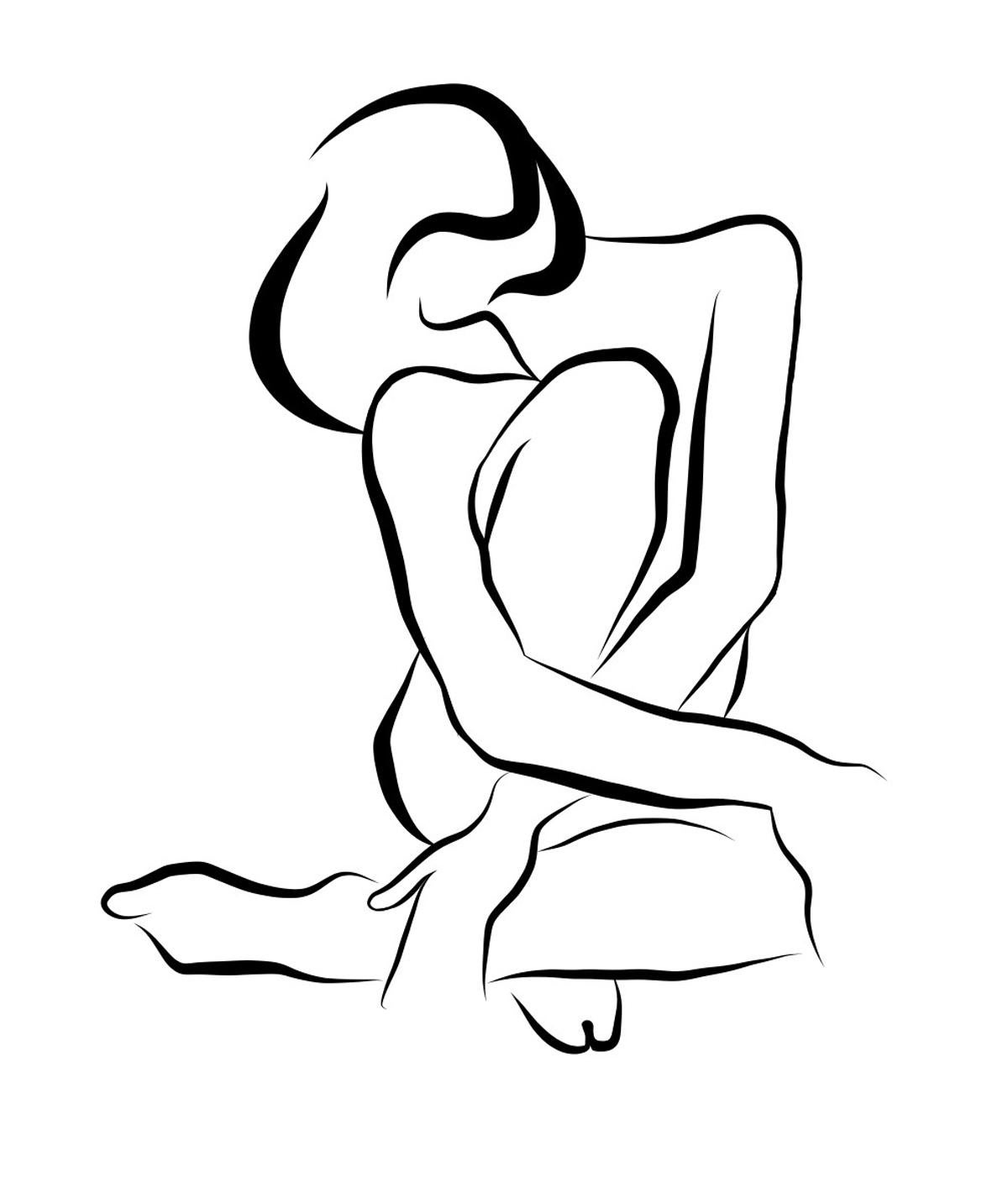 Michael Binkley Nude Print - Haiku #19, 2/50 - Digital Vector Drawing B&W Seated Female Nude Woman Figure