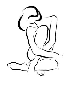 Haiku #19 - Digital Vector Drawing B&W Seated Female Nude Woman Figure