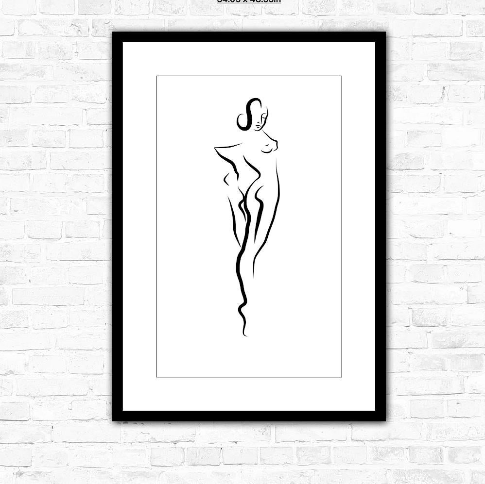 Haiku #2, 1/50 - Digital Vector Drawing Standing Female Nude Woman Figure - Contemporary Print by Michael Binkley