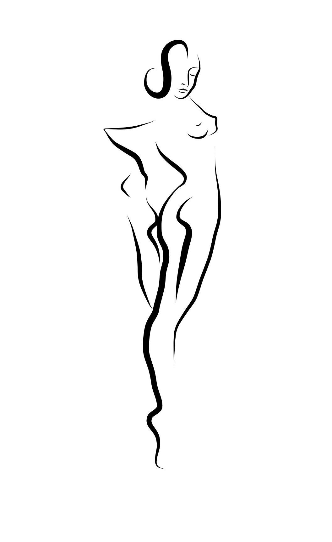 Michael Binkley Nude Print – Haiku #2, 1/50 - Digitale Vector-Zeichnung, stehende weibliche nackte weibliche Aktfigur, Figur