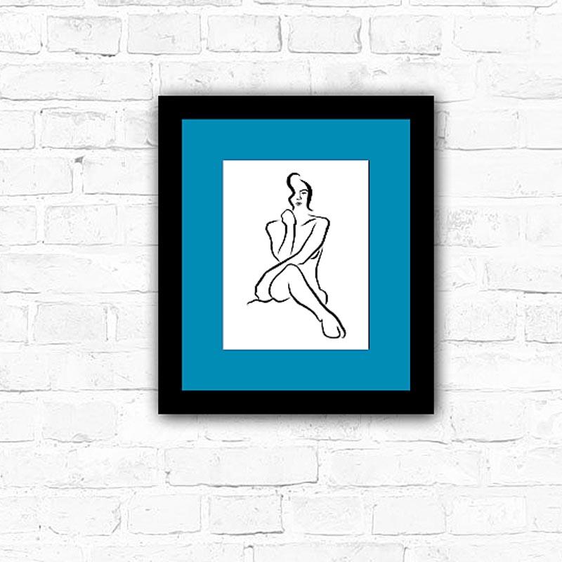 Haiku #22, 5/50 - Digital Vector Drawing Seated Female Nude Woman Figure Face - Contemporary Print by Michael Binkley