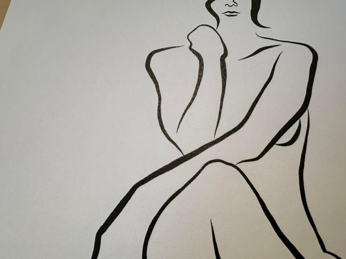 Haiku #22, 5/50 - Digital Vector Drawing Seated Female Nude Woman Figure Face For Sale 3