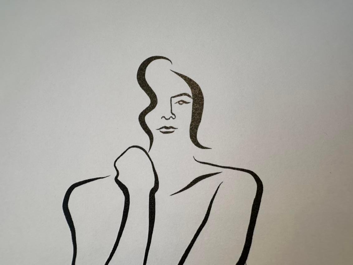 Haiku #22, 5/50 - Digital Vector Drawing Seated Female Nude Woman Figure Face For Sale 4