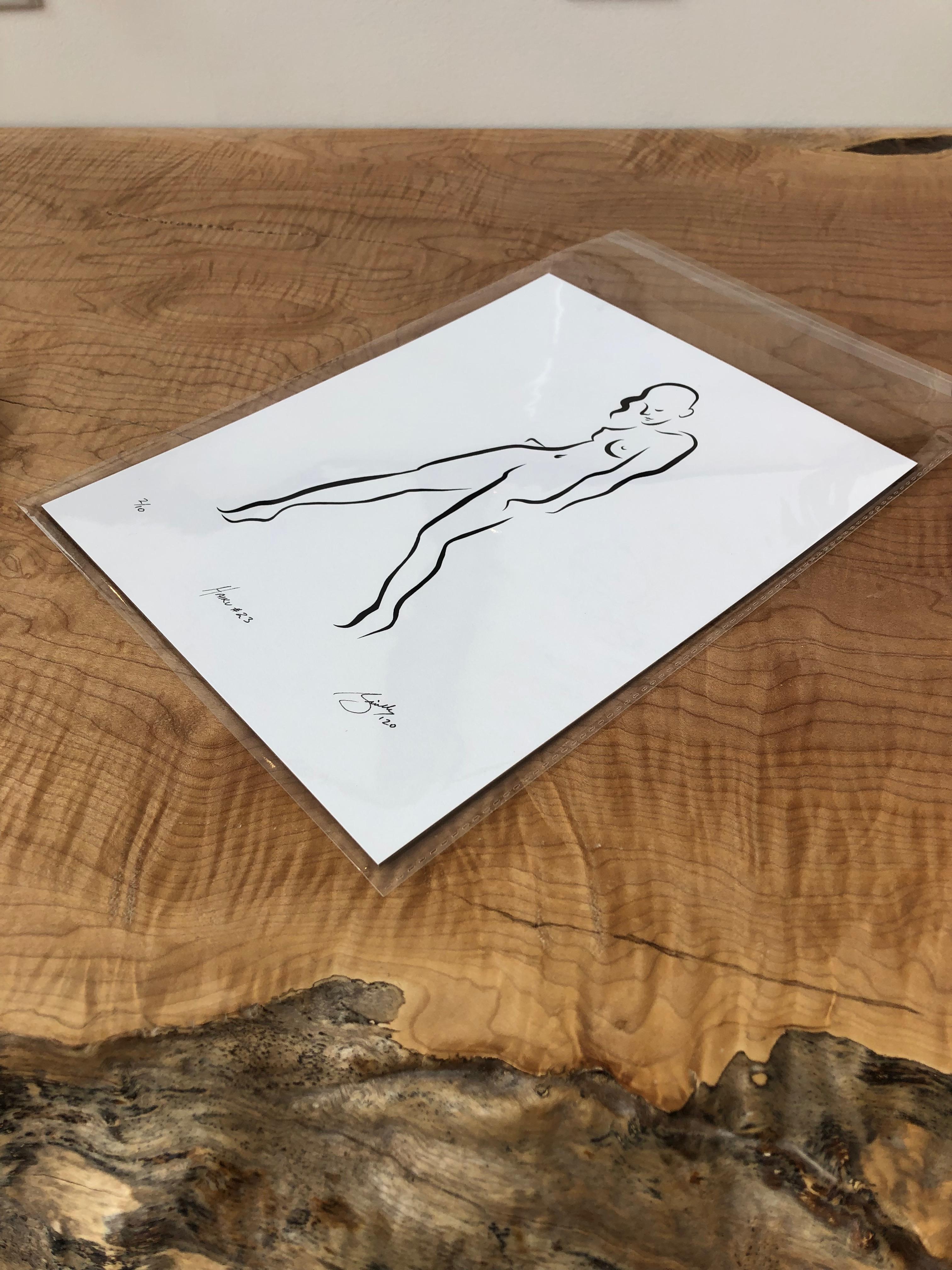 Haiku n° 23, 2/50 - Dessin numérique représentant une femme nue debout  - Print de Michael Binkley