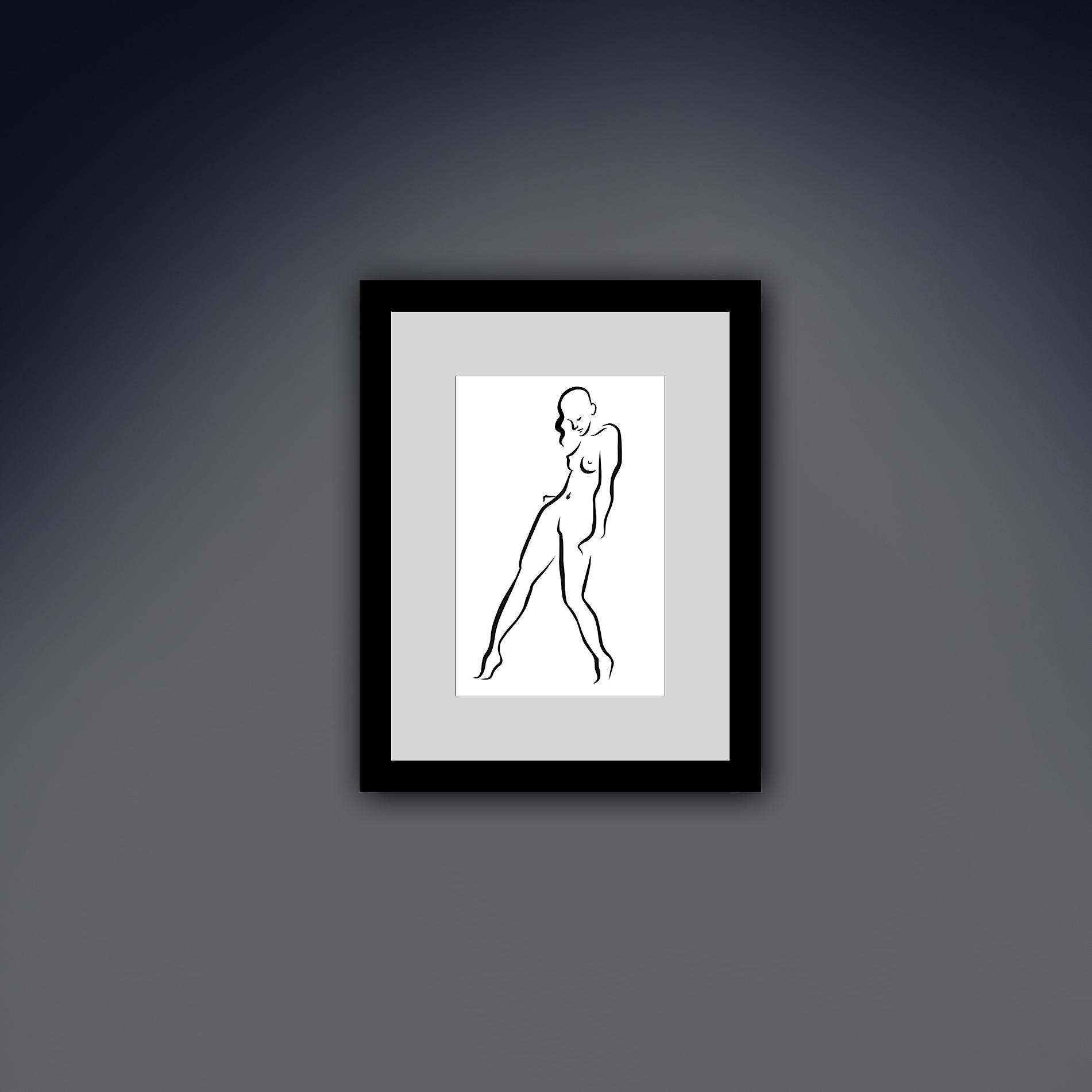Haiku #23, 2/50 - Digital Vector Drawing Standing Female Nude Woman Figure Legs  - Contemporary Print by Michael Binkley