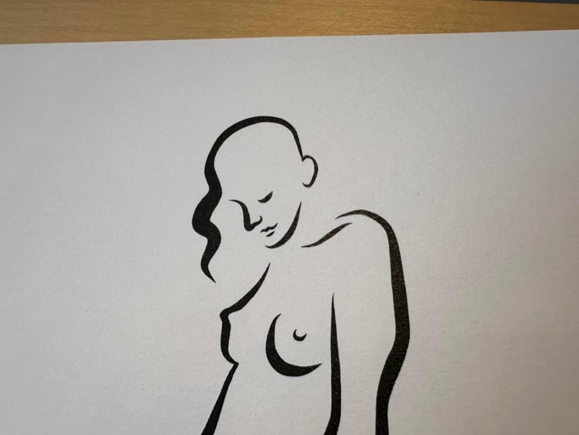 Haiku n° 23, 2/50 - Dessin numérique représentant une femme nue debout  en vente 5