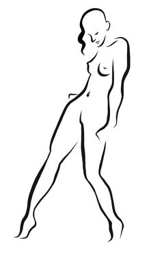 Haiku n° 23, 2/50 - Dessin numérique représentant une femme nue debout 