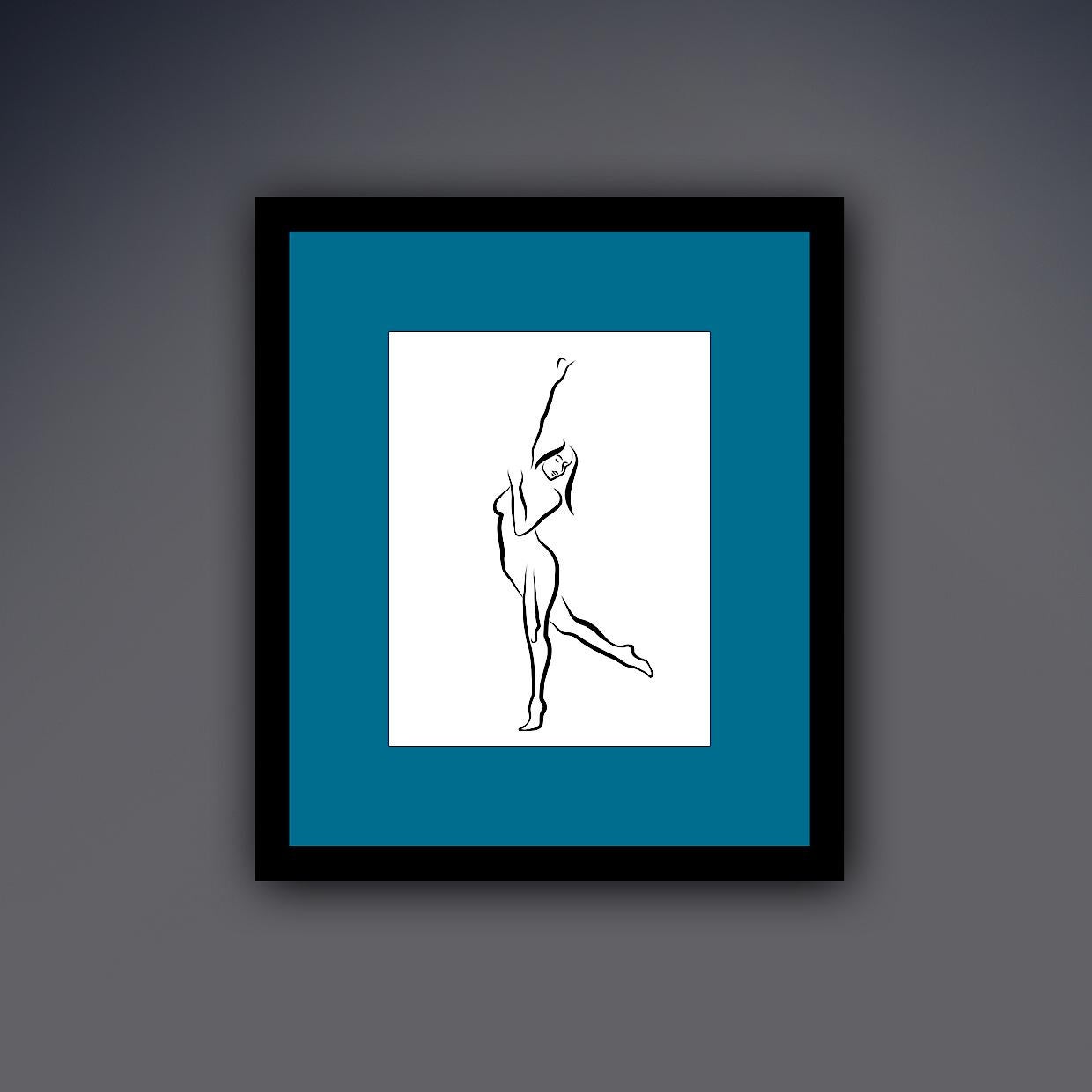 Haiku #24, 1/50 - Digital Vector Drawing Dancing Female Nude Woman Figure Arm Up - Contemporary Print by Michael Binkley