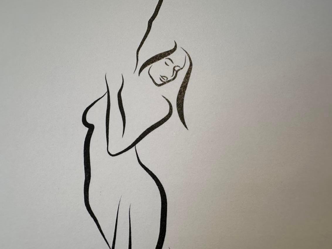 Haiku n° 24, 1/50 - Drawing numérique représentant une femme nue dansant, bras levés en vente 4