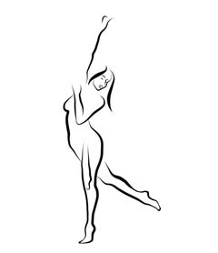 Haiku #24, 1/50 - Digitale Vector-Zeichnung einer tanzenden weiblichen Aktfigur in Akt, Armlehne, weiblicher Akt