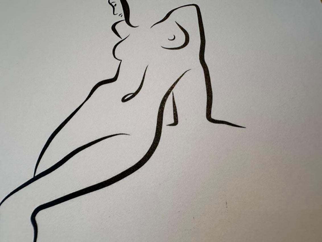 Haiku #25, 1/50 - Digital Vector Drawing Leaning Female Nude Woman Figure For Sale 4