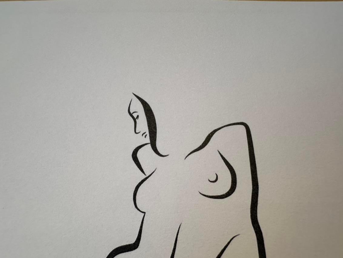 Haiku #25, 1/50 - Digital Vector Drawing Leaning Female Nude Woman Figure For Sale 5