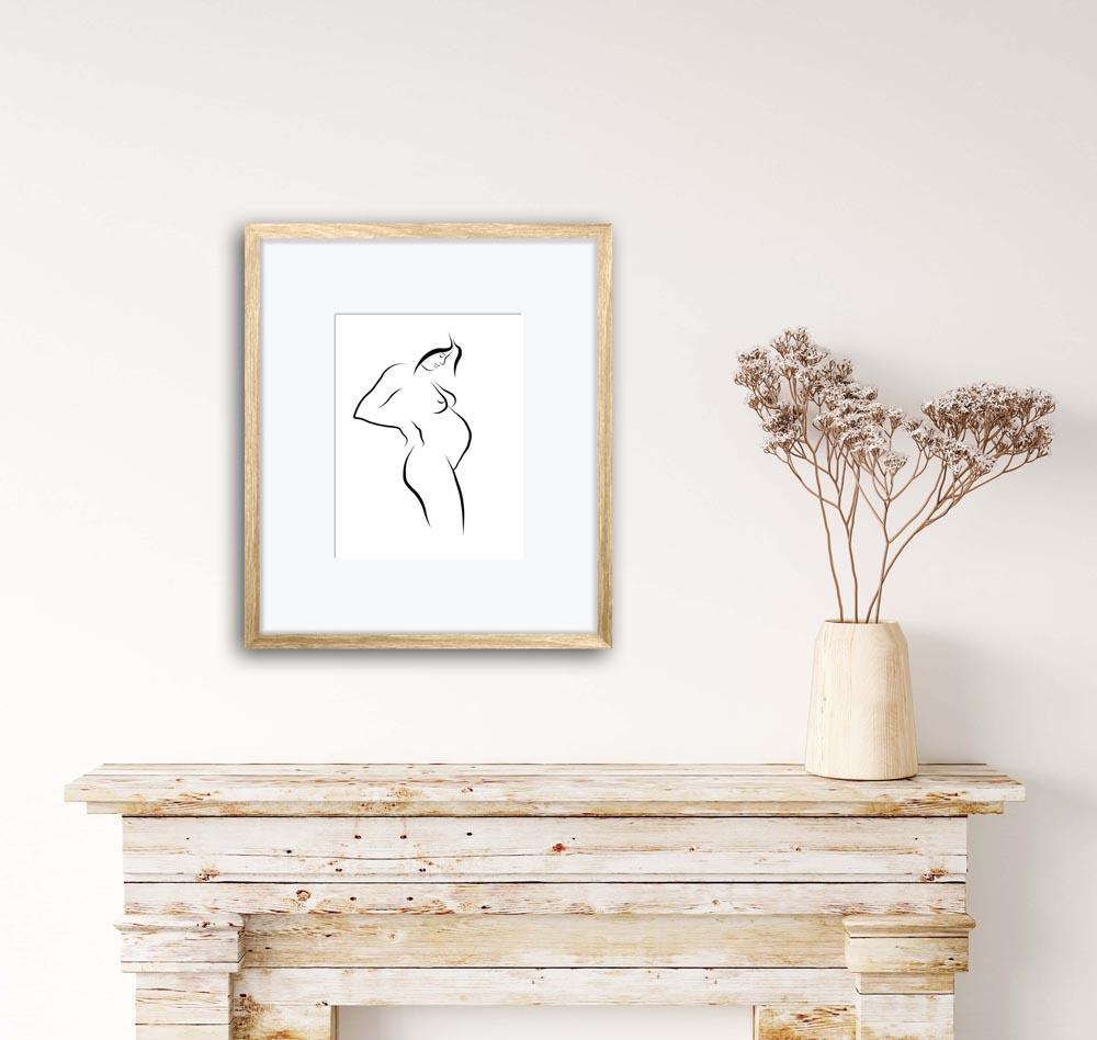 Haiku #3, 1/50 - Digital Vector B&W Drawing Pregnant Female Nude Woman Figure For Sale 6