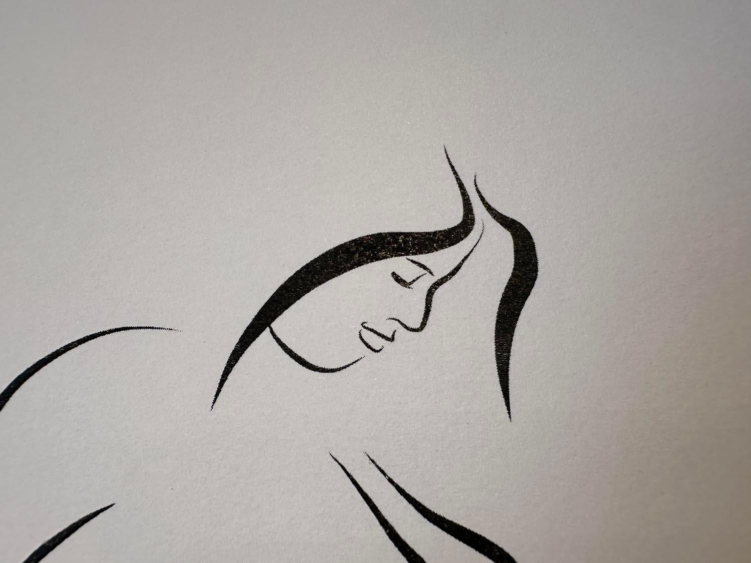 Haiku #3, 1/50 - Digital Vector B&W Drawing Pregnant Female Nude Woman Figure For Sale 3
