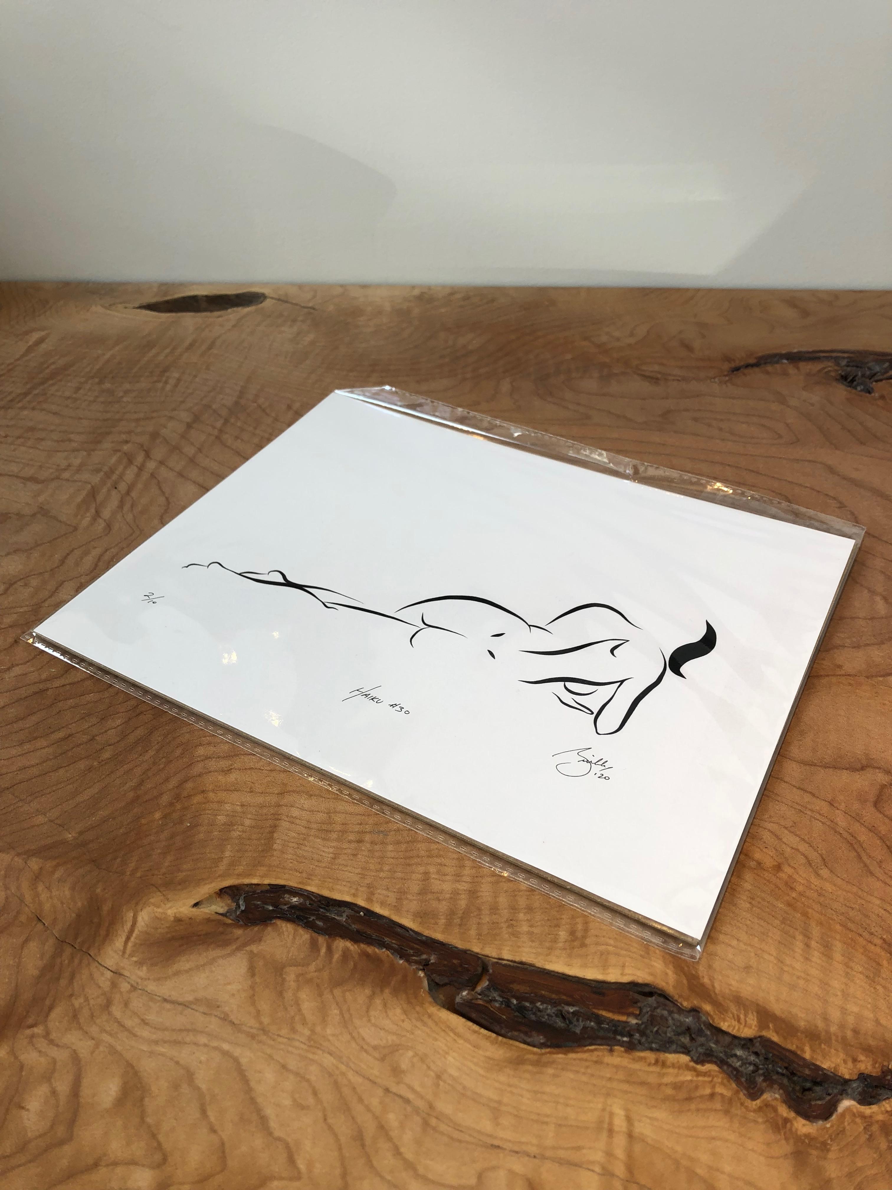 Haiku #30, 6/50 - Digital Vector Drawing Reclining Female Nude Woman Figure - Print by Michael Binkley