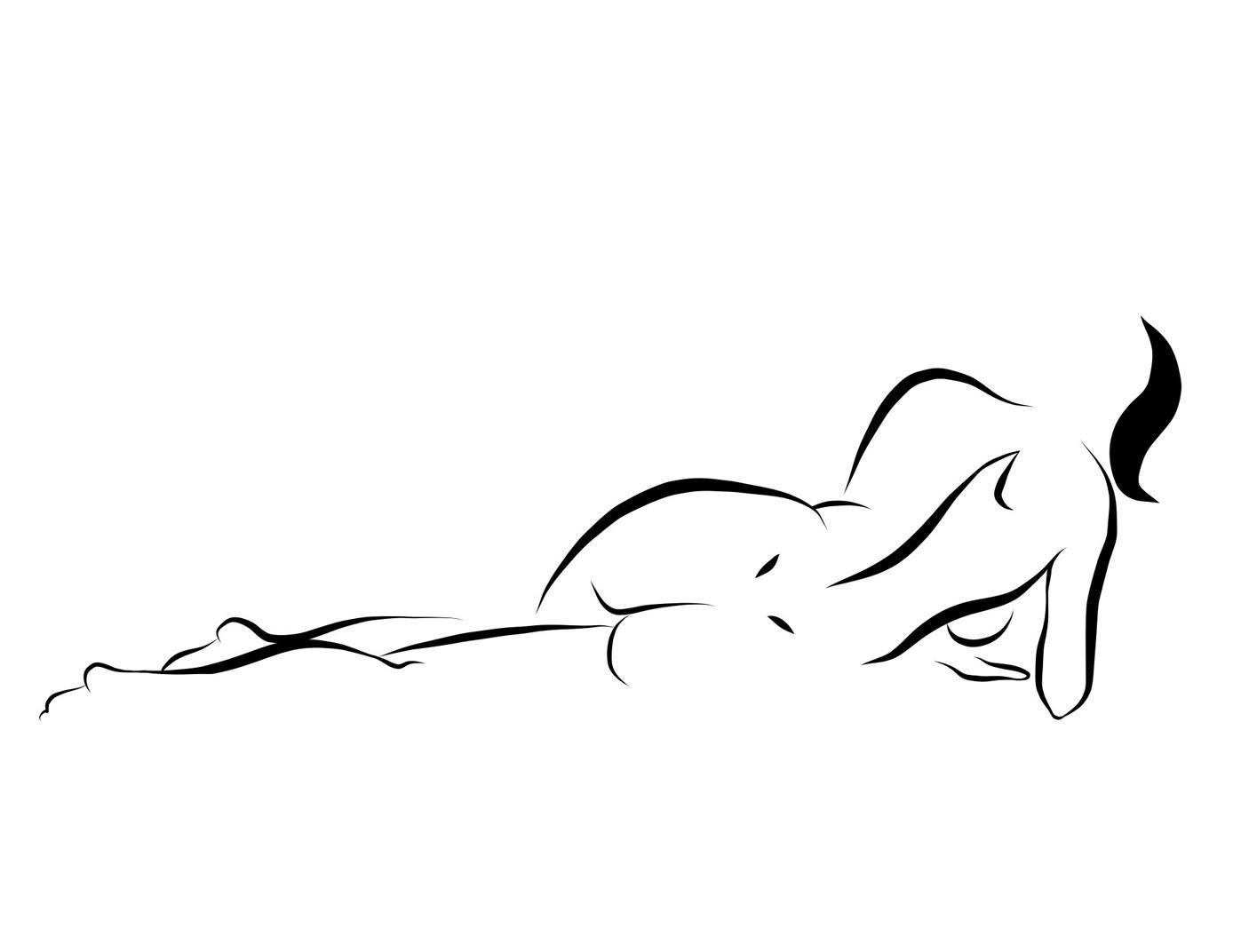 Michael Binkley Nude Print – Haiku #30, 6/50 - Digitale Vector-Zeichnung einer liegenden weiblichen Aktfigur in Akt, weiblicher Akt