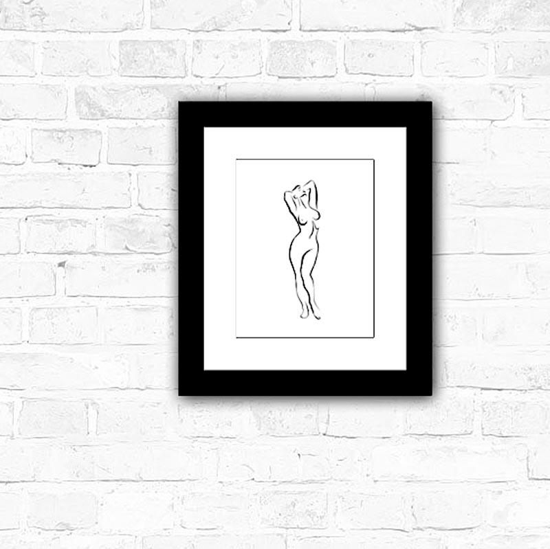 Haiku #34 - Digital Vector Drawing Standing Female Nude Woman Figure - Contemporary Print by Michael Binkley