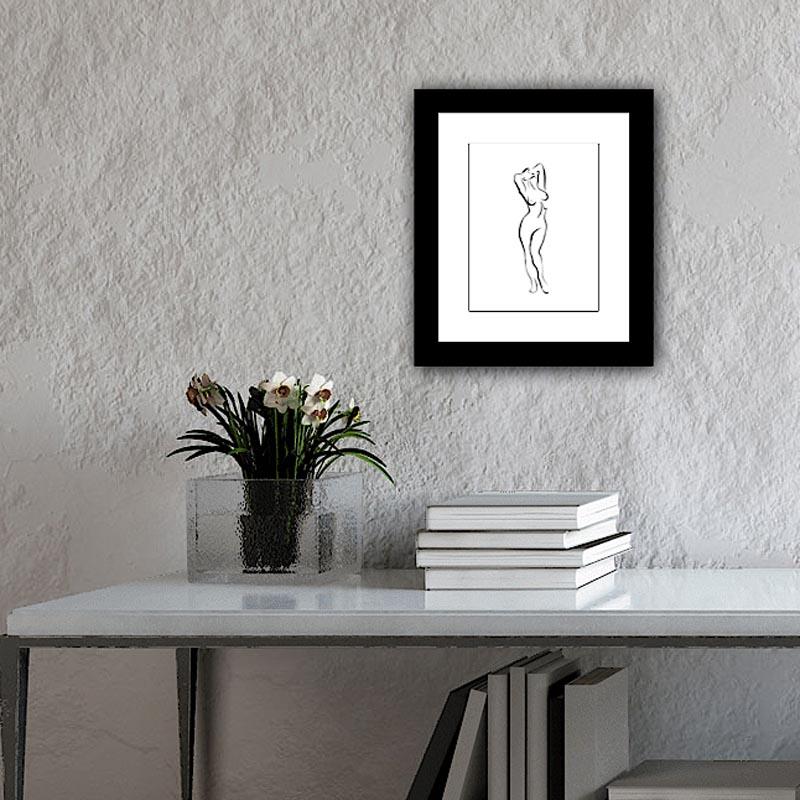 Haiku #34 - Digital Vector Drawing Standing Female Nude Woman Figure - Black Nude Print by Michael Binkley