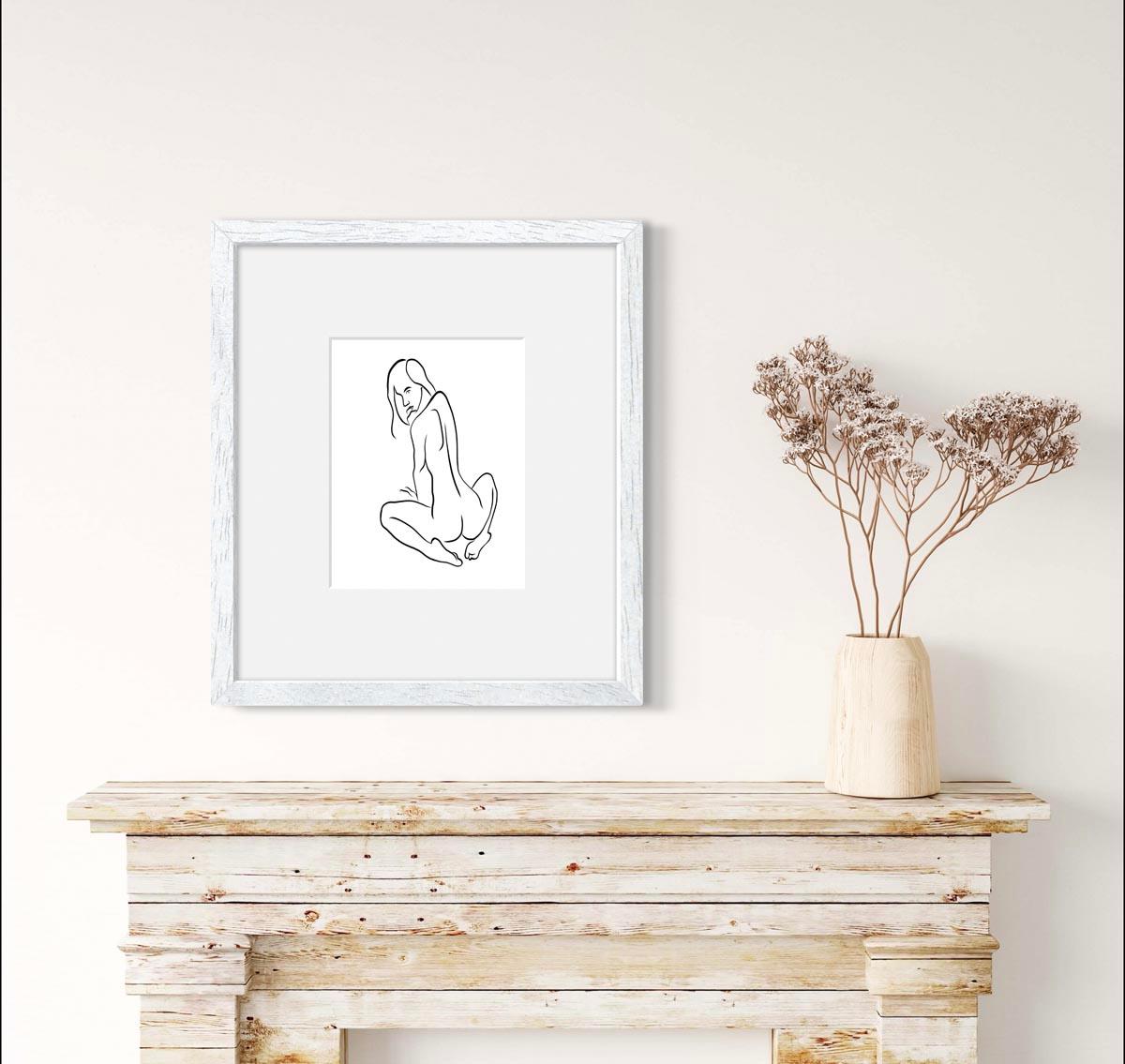 Haiku n°35, 1/50, dessin numérique représentant une femme nue assise et regardant en vente 6