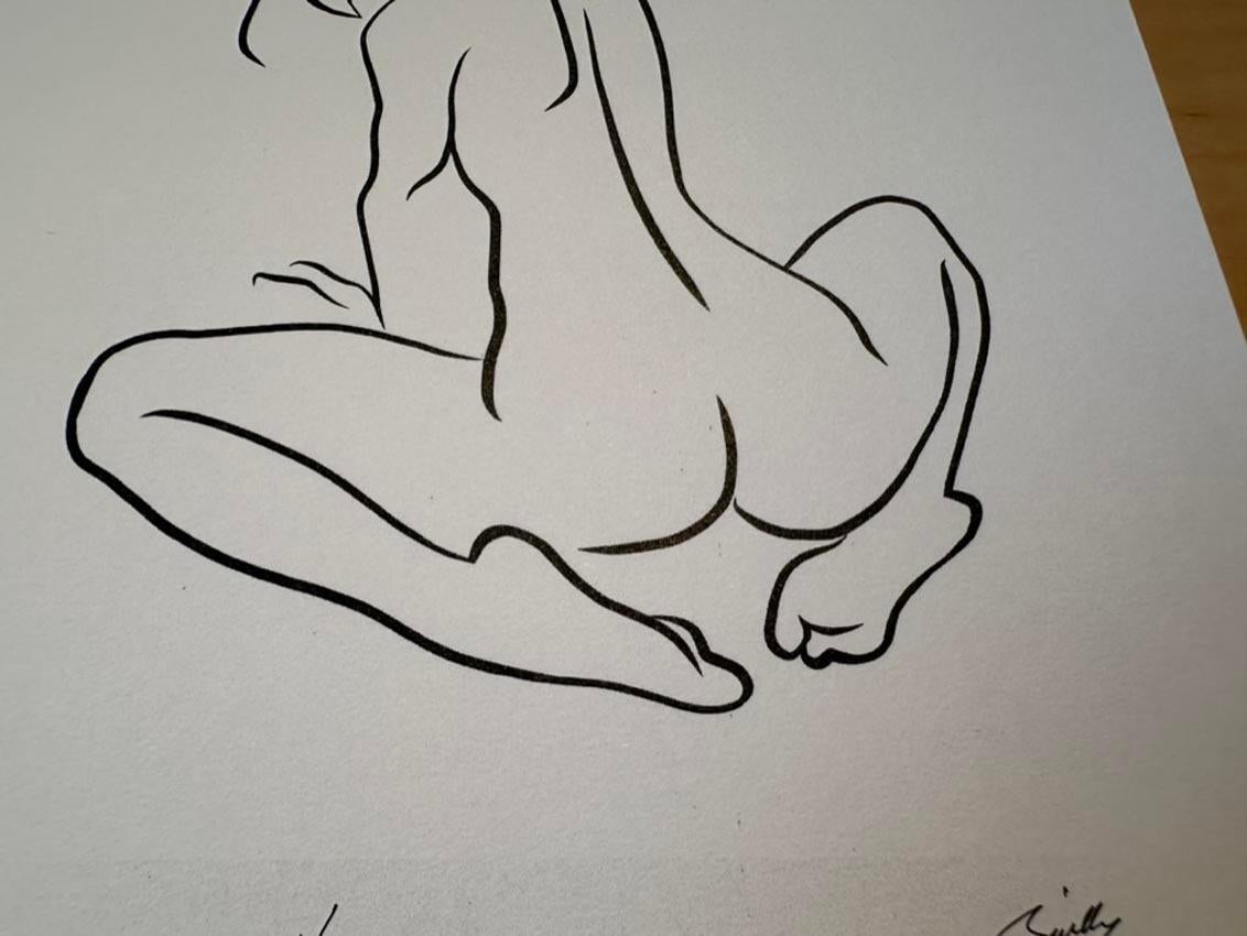 Haiku #35 - Digital Vector Drawing Seated Female Nude Woman Figure Looking Back For Sale 2