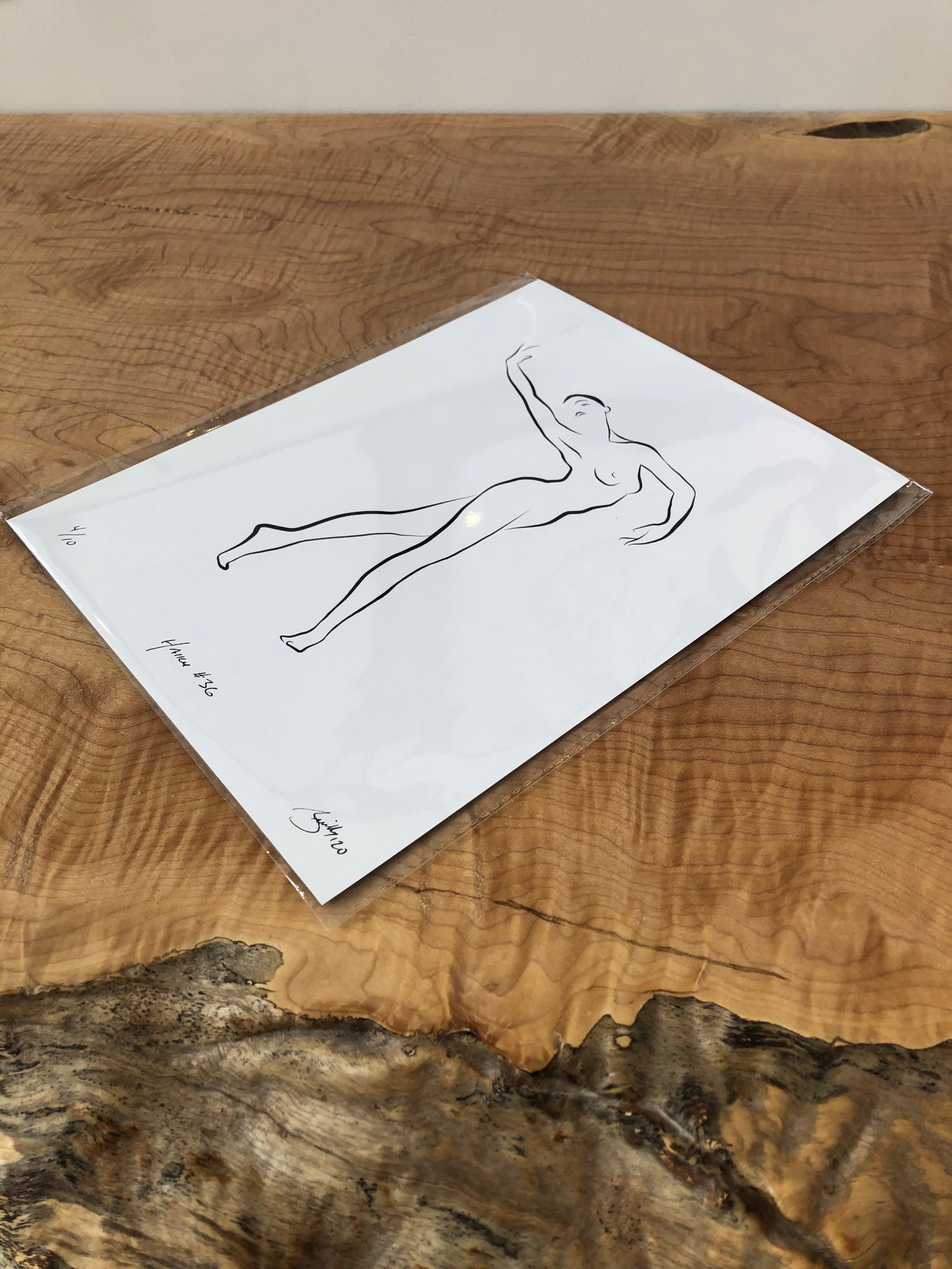 Haiku #36 – Digitale Vector-Zeichnung anmutiger tanzender weiblicher Aktfigur – Print von Michael Binkley