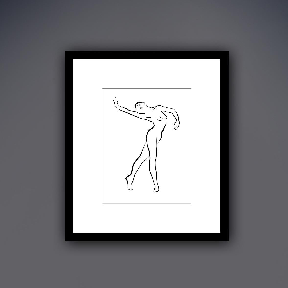 Haiku #36 – Digitale Vector-Zeichnung anmutiger tanzender weiblicher Aktfigur (Zeitgenössisch), Print, von Michael Binkley
