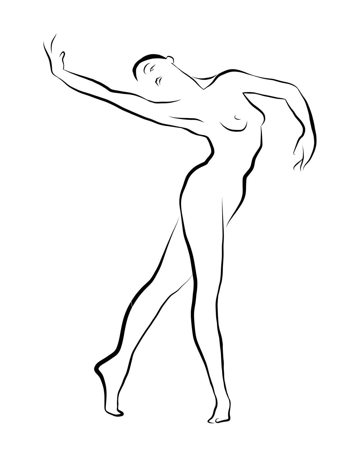 Michael Binkley Nude Print – Haiku #36 – Digitale Vector-Zeichnung anmutiger tanzender weiblicher Aktfigur