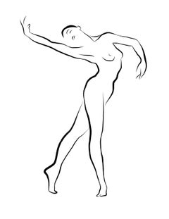 Haiku #36 - Digital Vector Drawing Graceful Dancing Female Nude Woman Figure