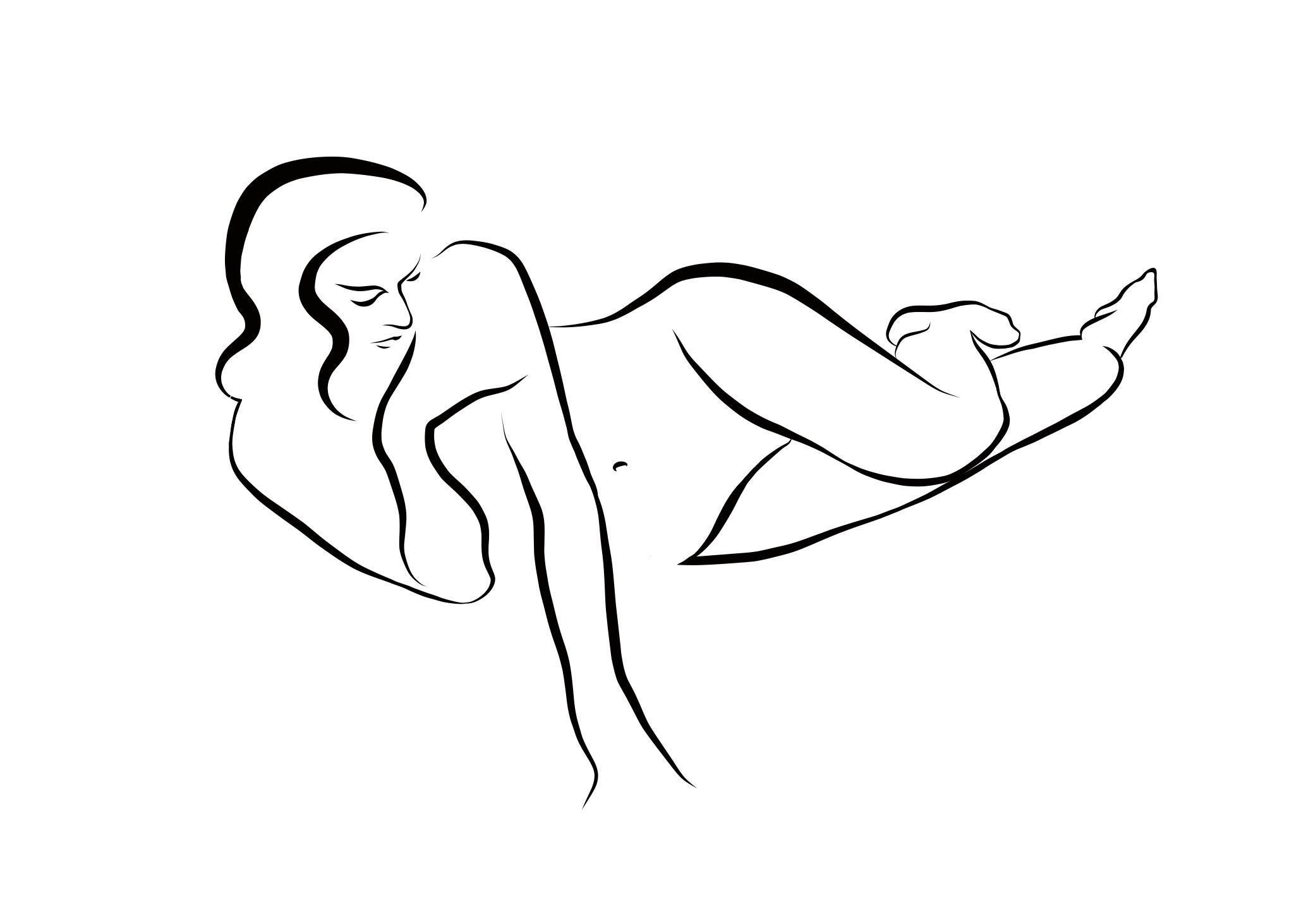 Nude Print Michael Binkley - Haiku #38 - Digital Vector Drawing Reclining Female Nude Woman Figure Relaxed