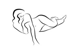 Used Haiku #38 - Digital Vector Drawing Reclining Female Nude Woman Figure Relaxed