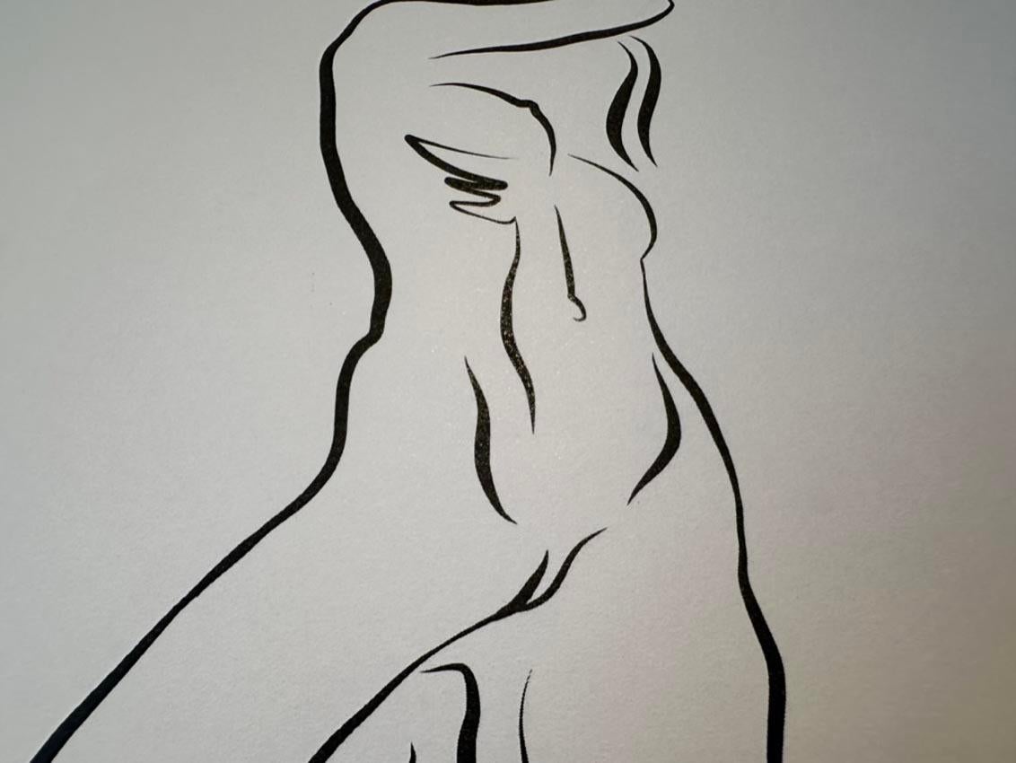 Haiku #39, 1/50 - Digitale Vector-Zeichnung kniende weibliche nackte weibliche Aktfigur, Figur im Angebot 3