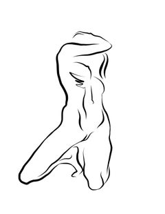 Haiku #39 - Digital Vector Drawing Kneeling Female Nude Woman Figure