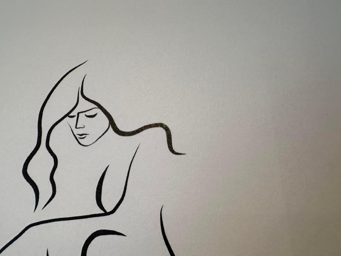 Haiku #40 - Digital Vector Drawing Seated Female Nude Woman Figure For Sale 4