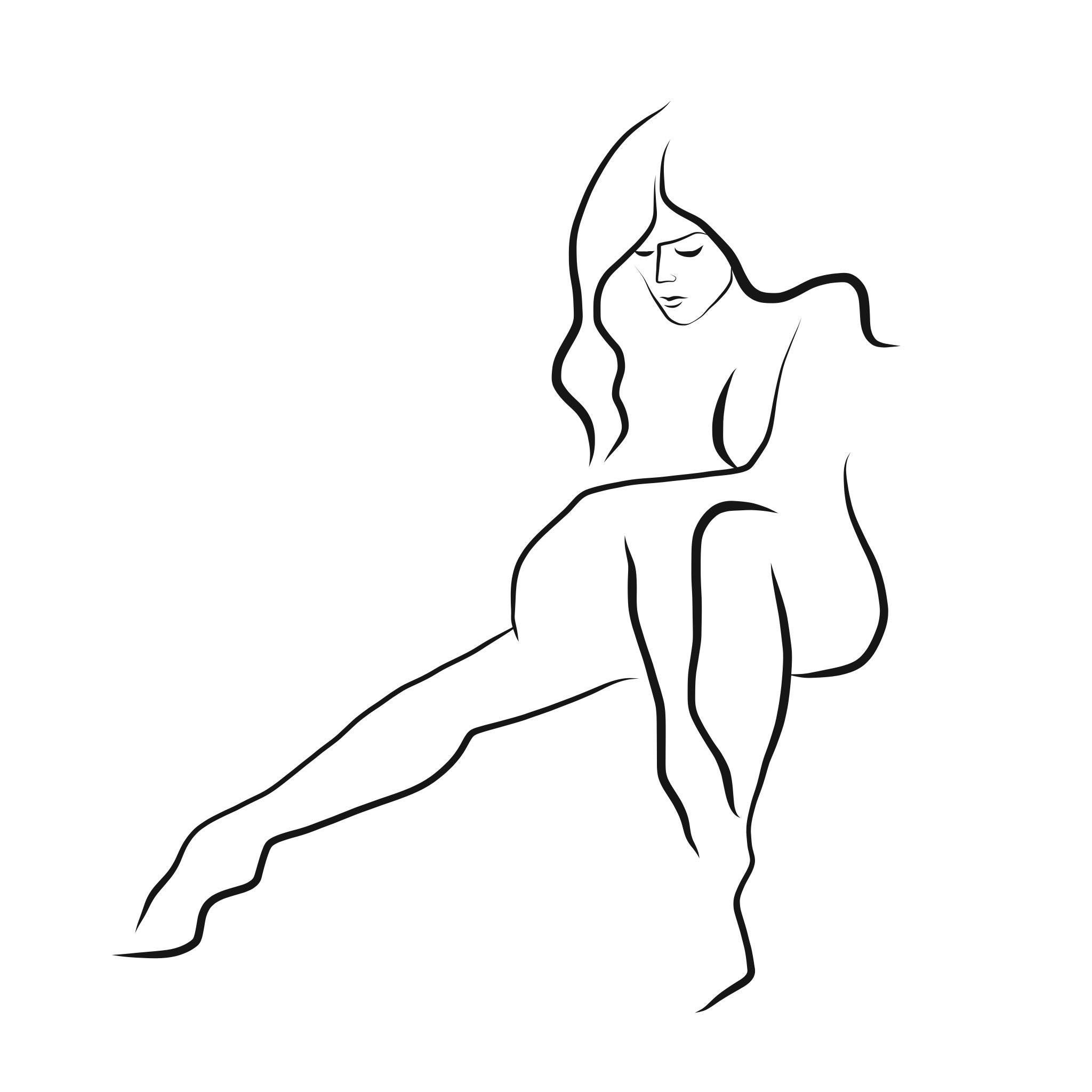 Haiku #40, 1/50 - Digital Vector Drawing Seated Female Nude Woman Figure