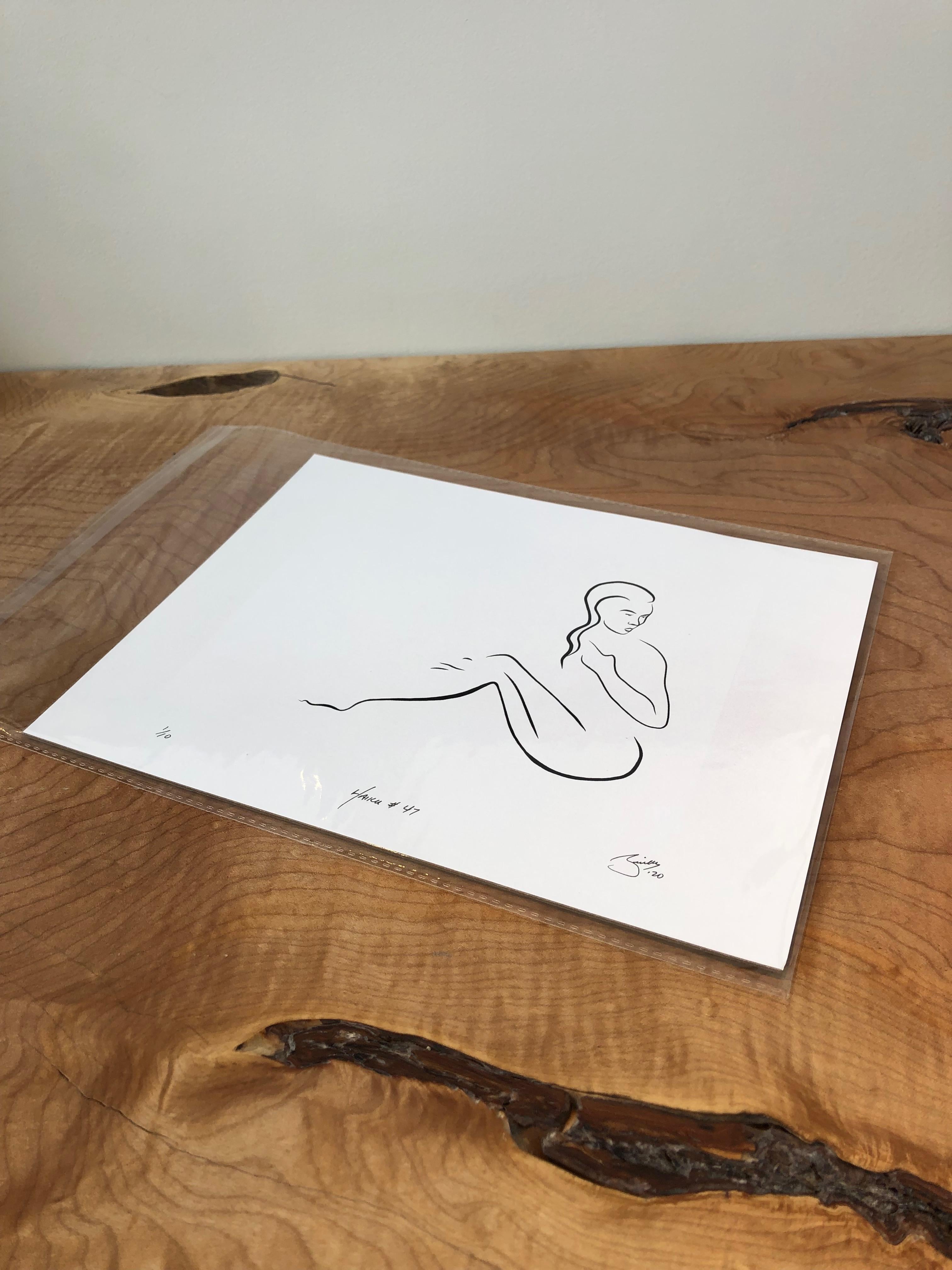 Haiku #47, 1/50 - Digitale Vector-Zeichnung, weiblicher Akt, weiblicher Akt, Figur, Glance – Print von Michael Binkley