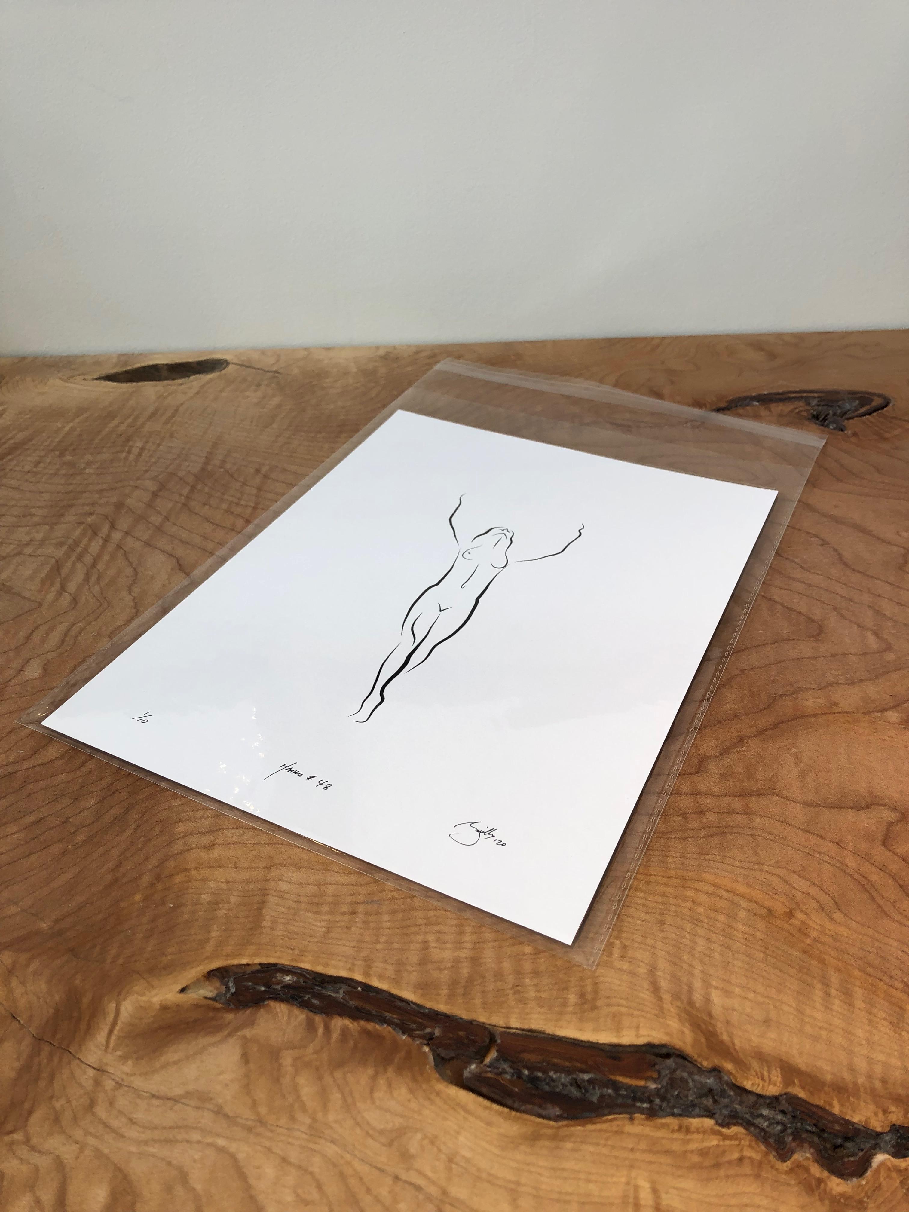 Haiku #48, 1/ 50 - Digital Vector Drawing Standing Female Nude Woman Figure - Print by Michael Binkley