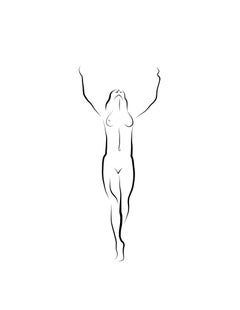 Haiku #48, 1/ 50 - Digital Vector Drawing Standing Female Nude Woman Figure