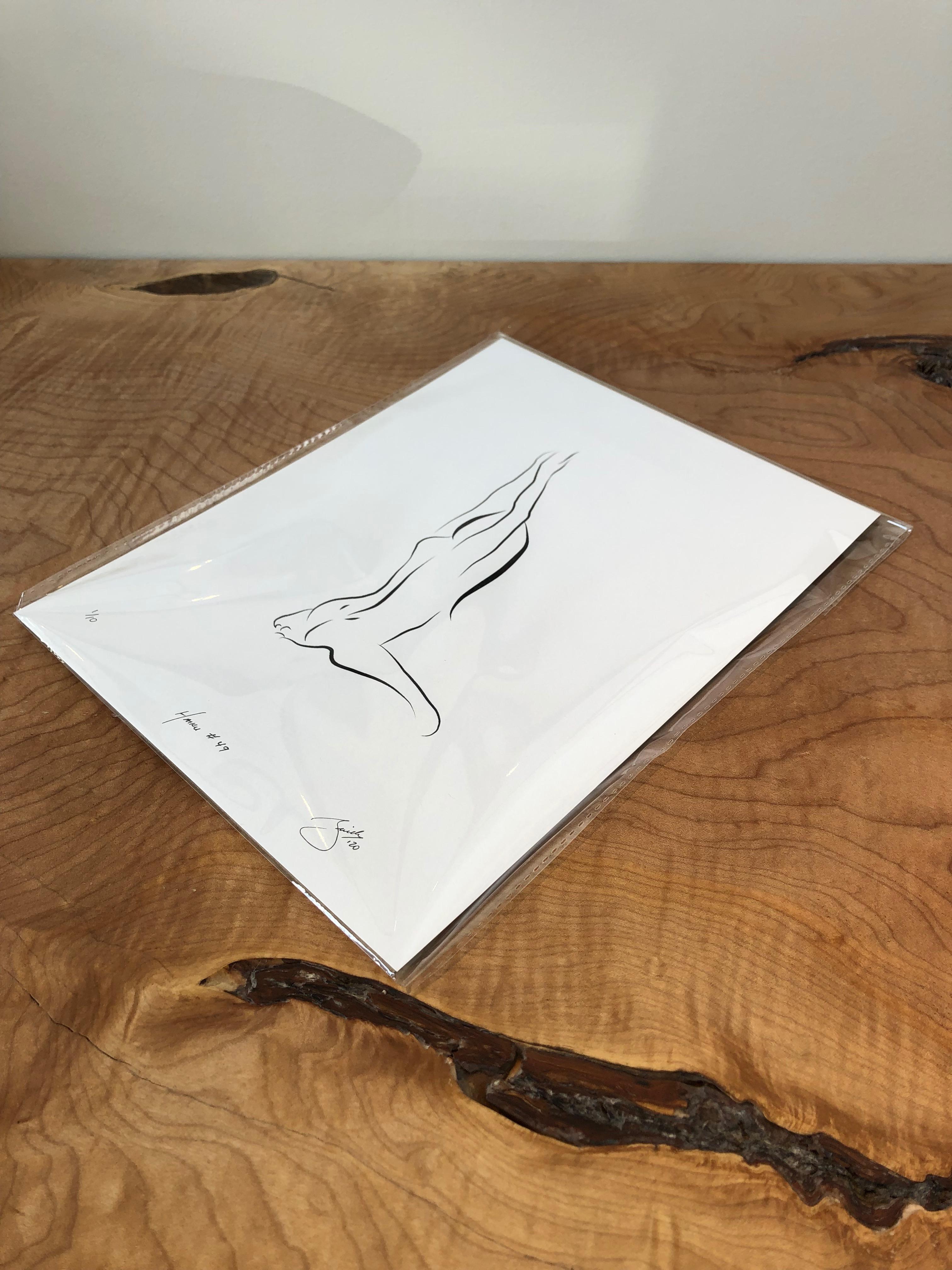 Haiku #49, 1/50 - Digital Vector Drawing Kneeling Female Nude Woman Figure - Print by Michael Binkley