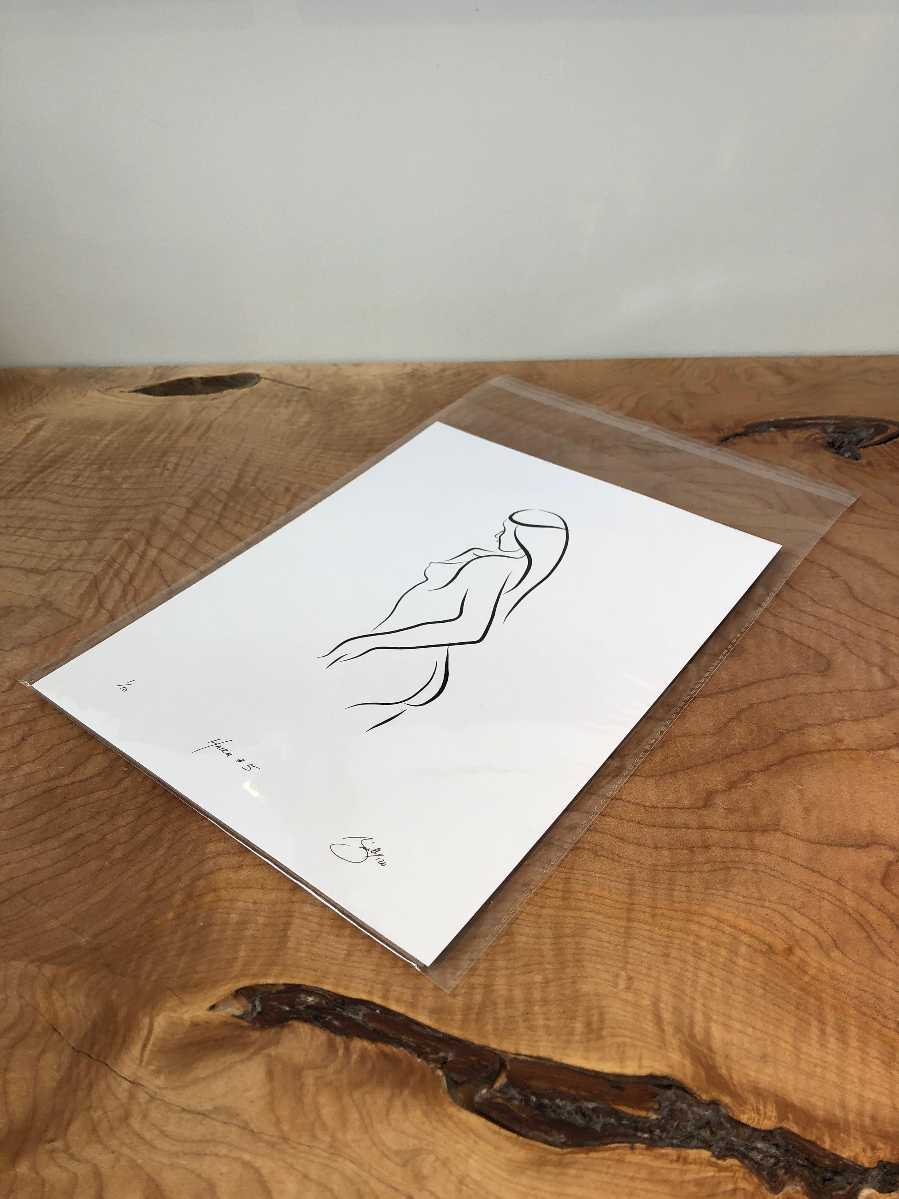 Haiku #5   - Digital Vector Drawing Standing Female Nude Woman Figure from Rear - Print by Michael Binkley