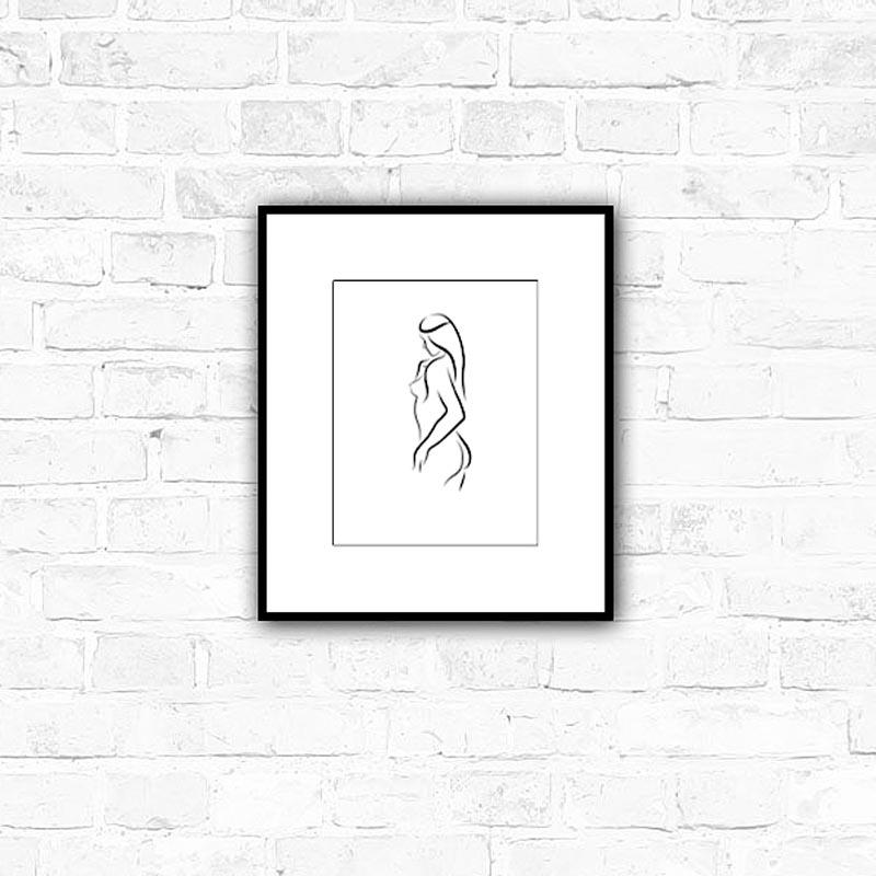 Haiku #5, 1/50 - Digital Vector Drawing Standing Female Nude Woman Figure from R - Contemporary Print by Michael Binkley