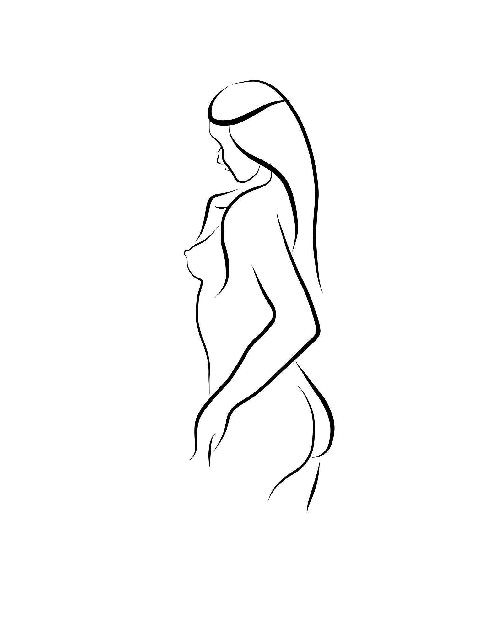 Michael Binkley Nude Print – Haiku #5, 1/50 - Digital Vector Drawing Standing Female Nude Woman Figure from R