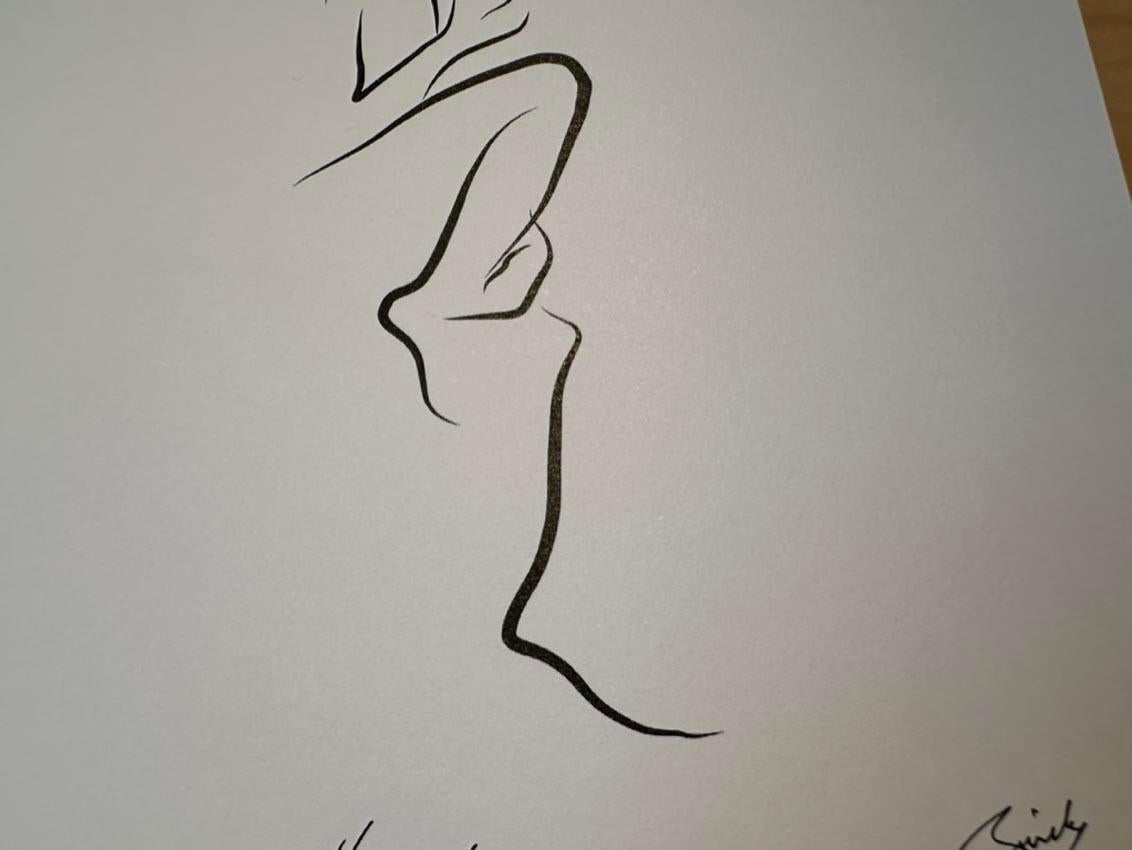 Haiku #51, 1/50 - Digital Vector Drawing Seated Female Nude Figure Sip Coffee For Sale 2