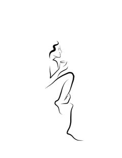 Haiku #51, 1/50 - Digital Vector Drawing Seated Female Nude Figure Sip Coffee
