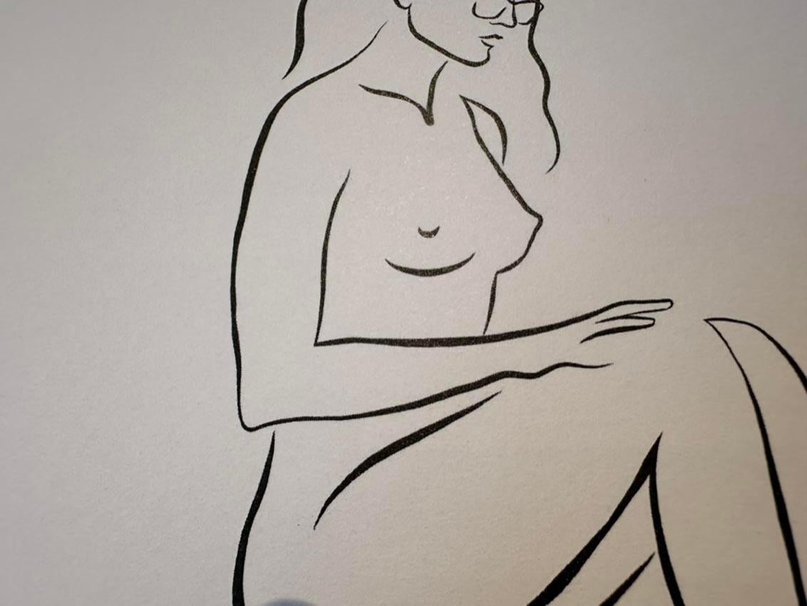 Haiku #52, 1/50 - Digital Vector Drawing Seated Female Nude Woman Figure Glasses For Sale 4
