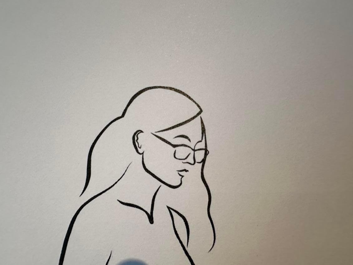 Haiku #52, 1/50 - Digital Vector Drawing Seated Female Nude Woman Figure Glasses For Sale 4