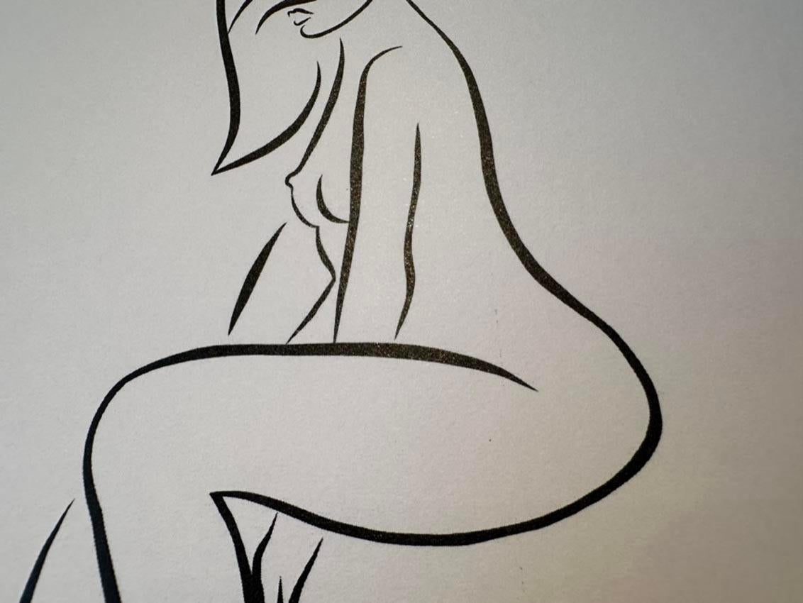Haiku #53, 1/50 - Digital Vector Drawing Female Nude Woman Figure Tossed Hair For Sale 3