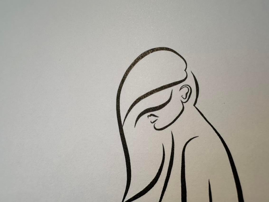 Haiku #53, 1/50 - Digital Vector Drawing Female Nude Woman Figure Tossed Hair For Sale 4