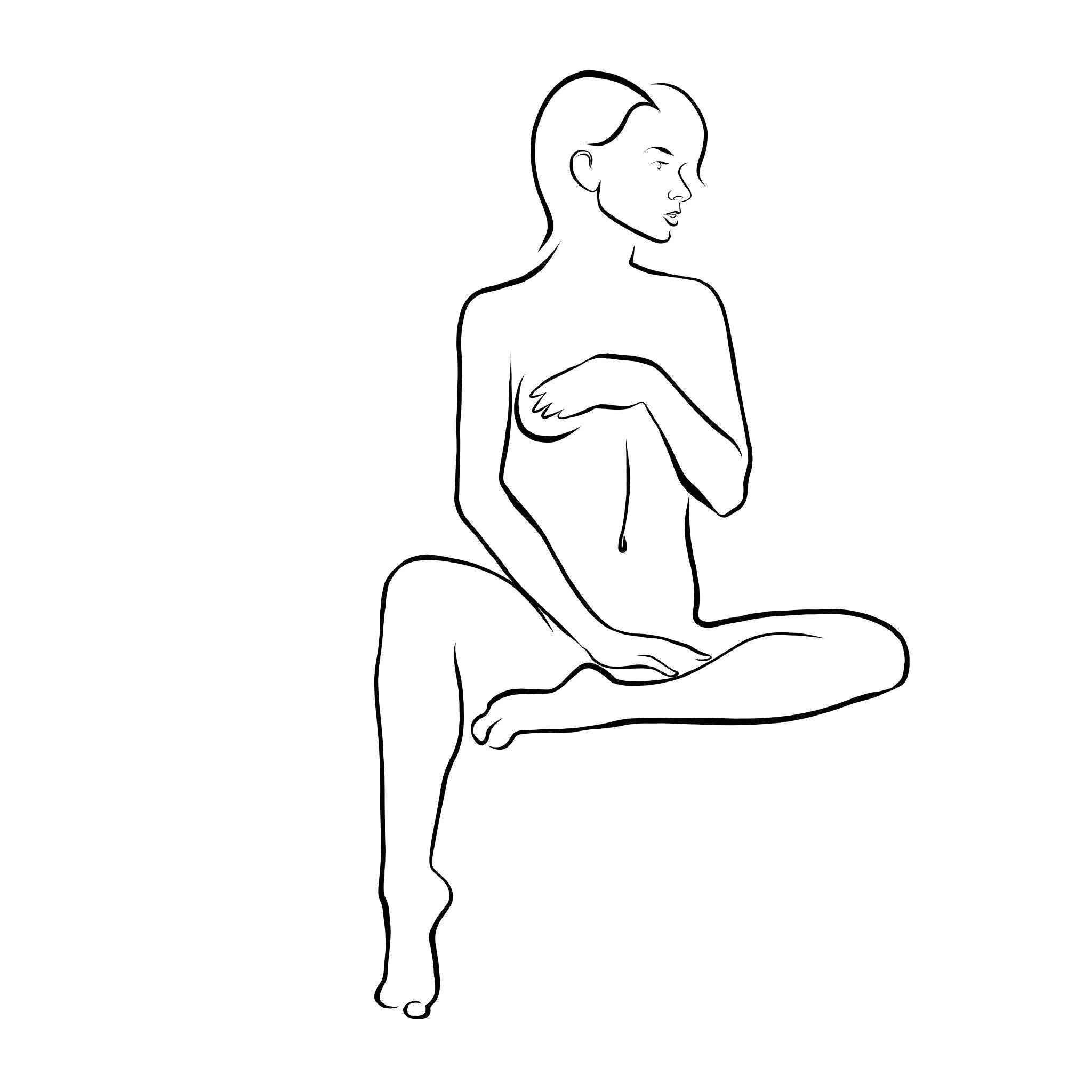 Haiku n°54, 1/50, dessin numérique représentant une femme nue et un nu féminin, cheveux courts