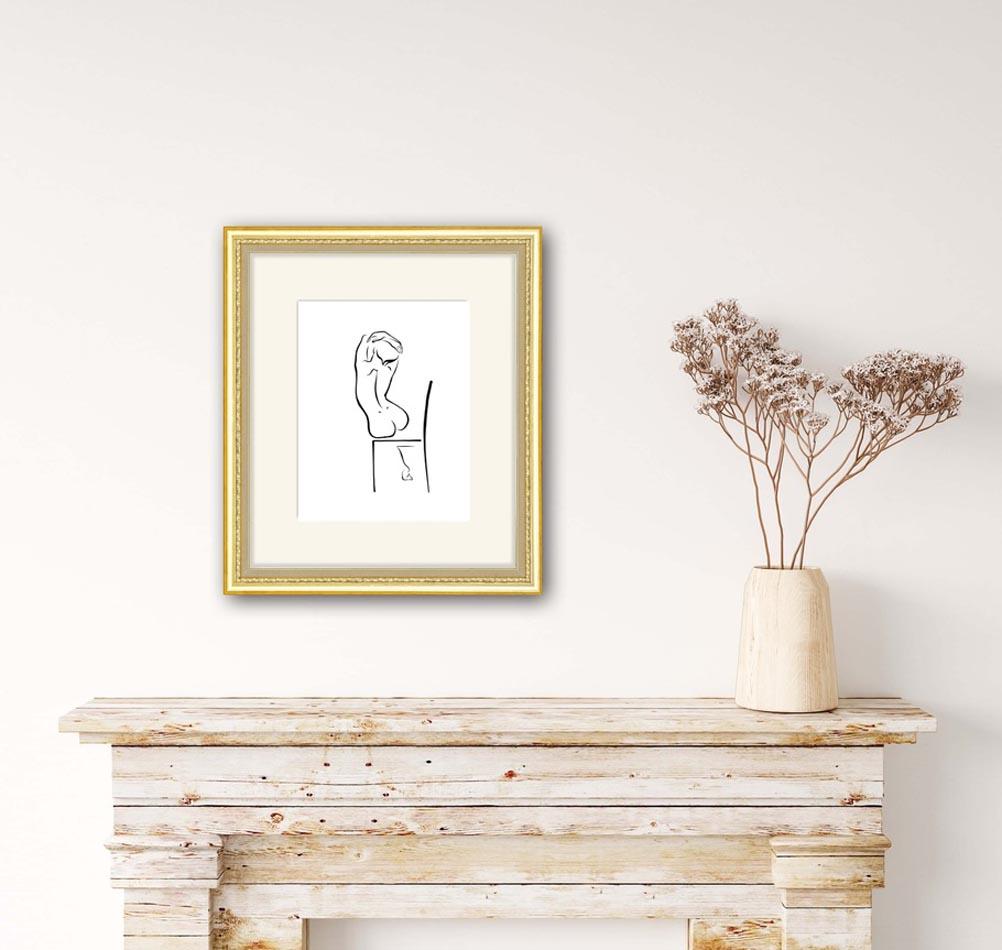 Haiku # 55, 1/50 - Digital Vector Drawing Female Nude Woman Figure Sitting in Ch For Sale 15
