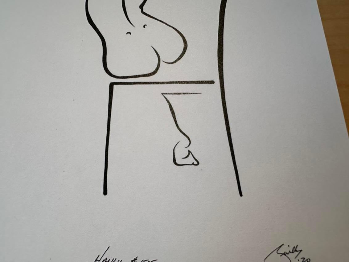 Haiku # 55, 1/50 - Digital Vector Drawing Female Nude Woman Figure Sitting in Ch For Sale 2